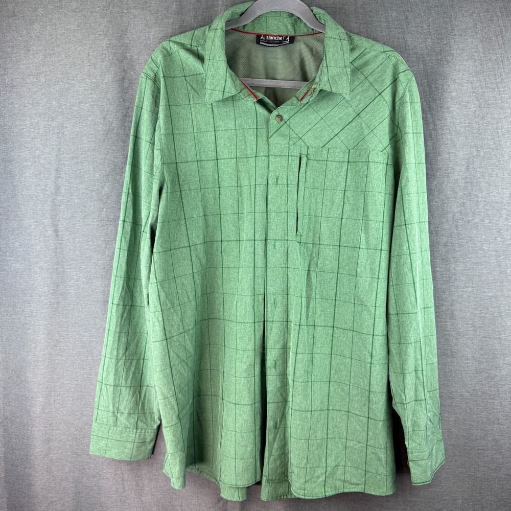 Avalanche Man Green Full Button Down Shirt with Zip Pocket, Size XL‎ MSRP $82